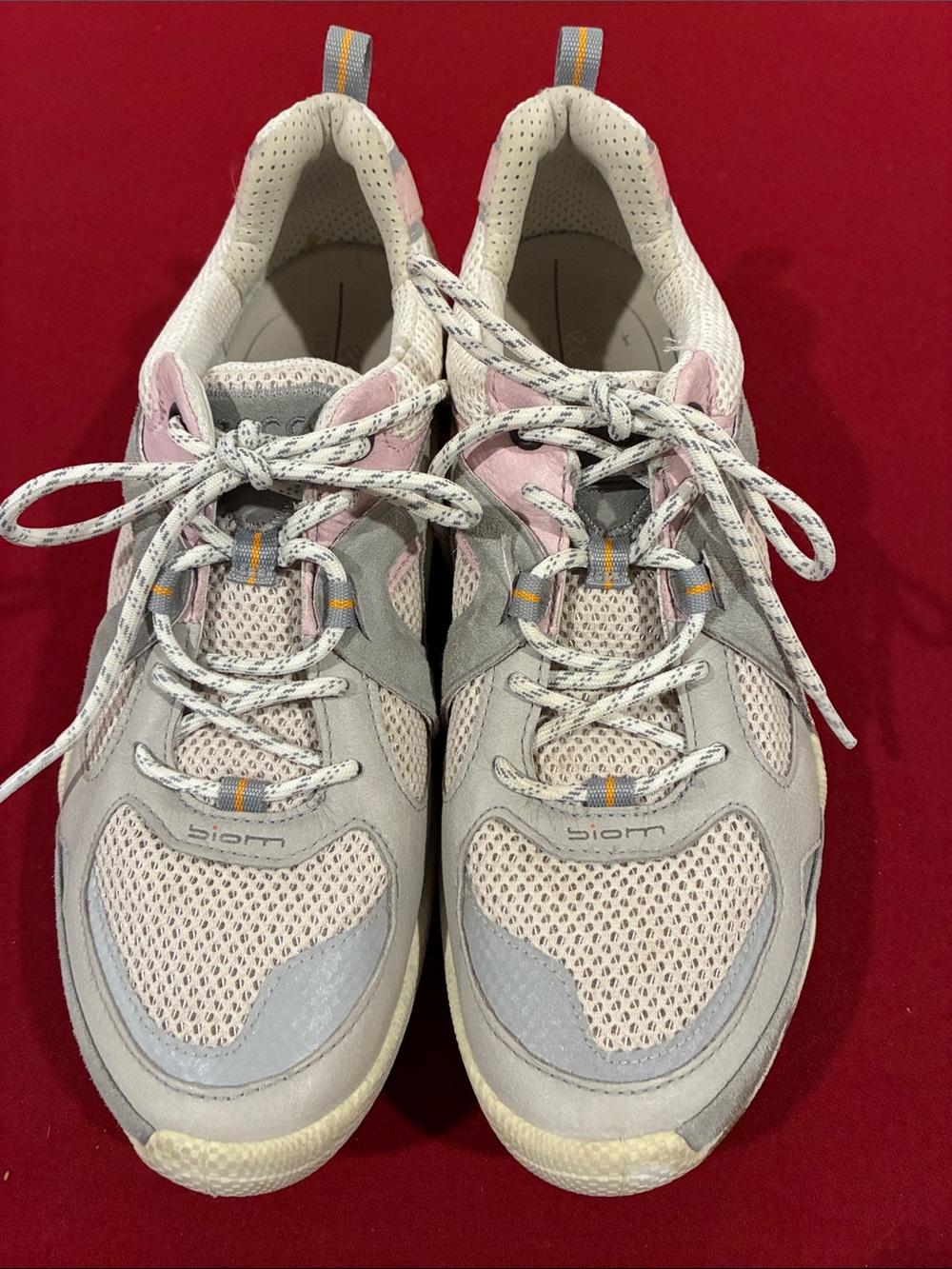 Ecco Women's Pink and Gray Mesh Suede Lace-Up Sneakers